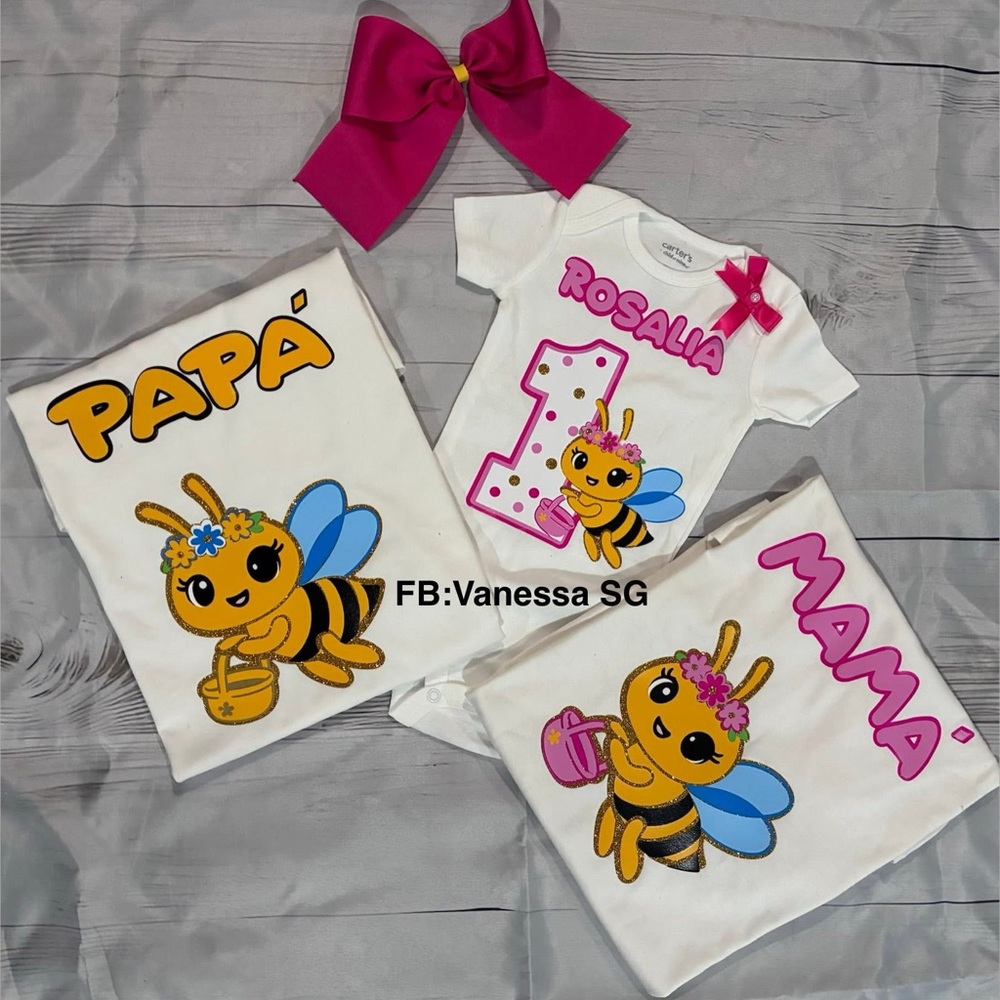 Family Bee Themed T-Shirts and Onesie Set